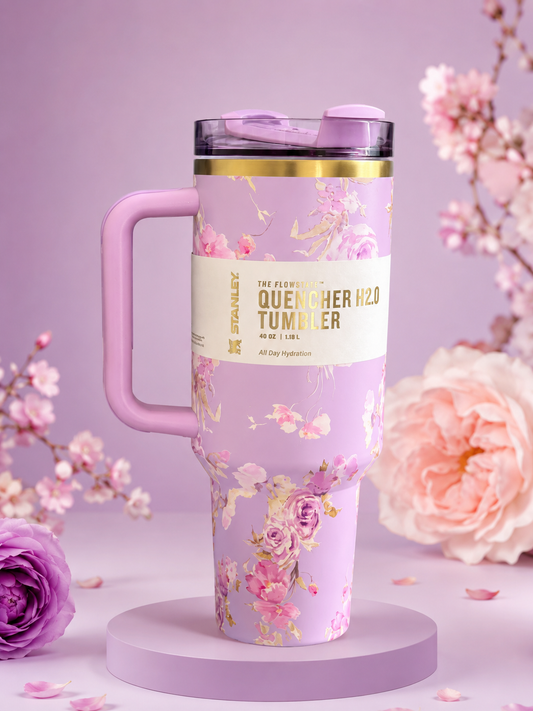 Stanley x LoveShackFancy Floral Quencher H2.0 Tumbler 40oz – Pink Lavender